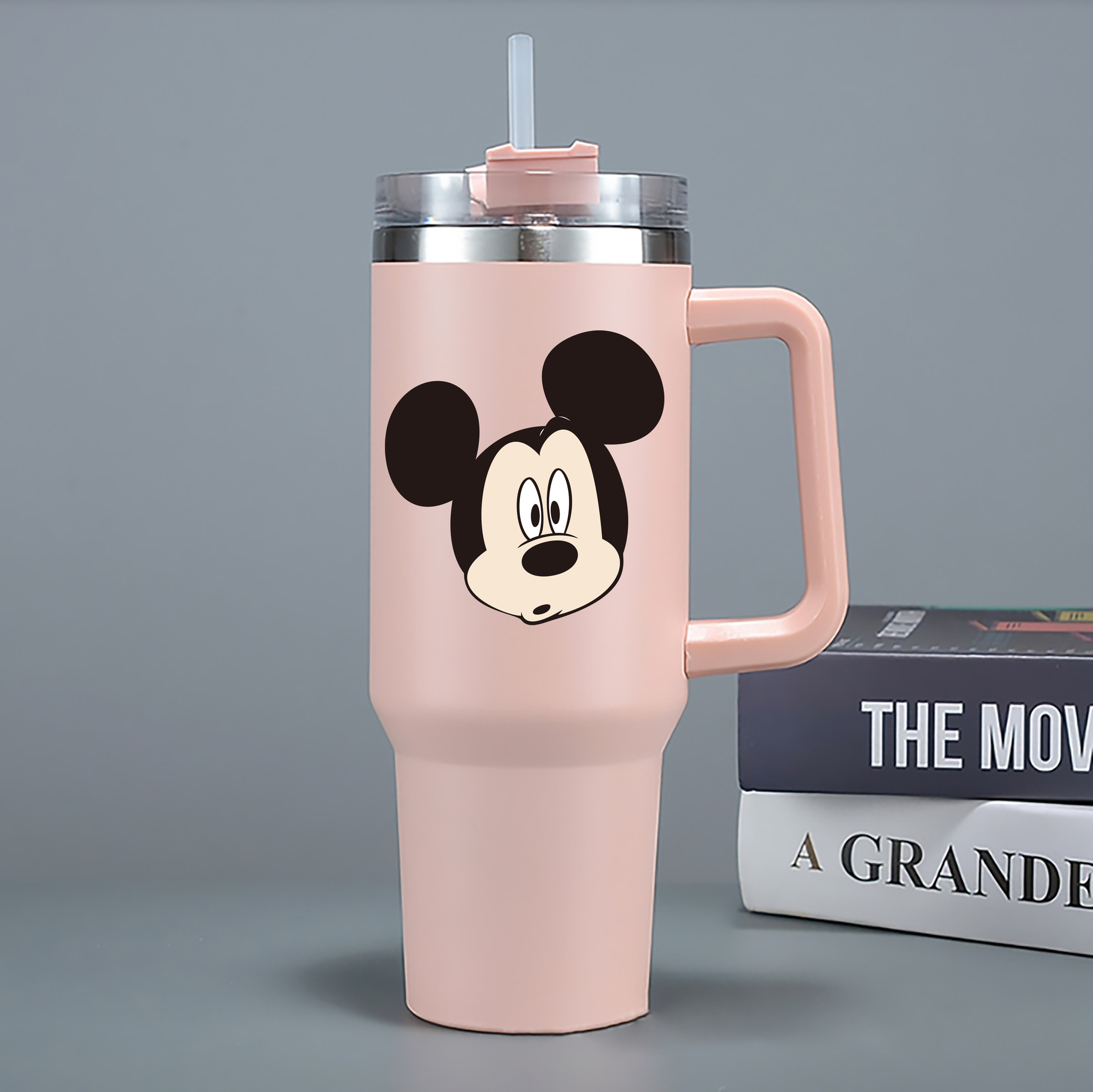（画像用） ミッキーマウス Mickey Mouse 1200mL車用タンブラー - クリスタルステッカー（プラスチックストロー付き）